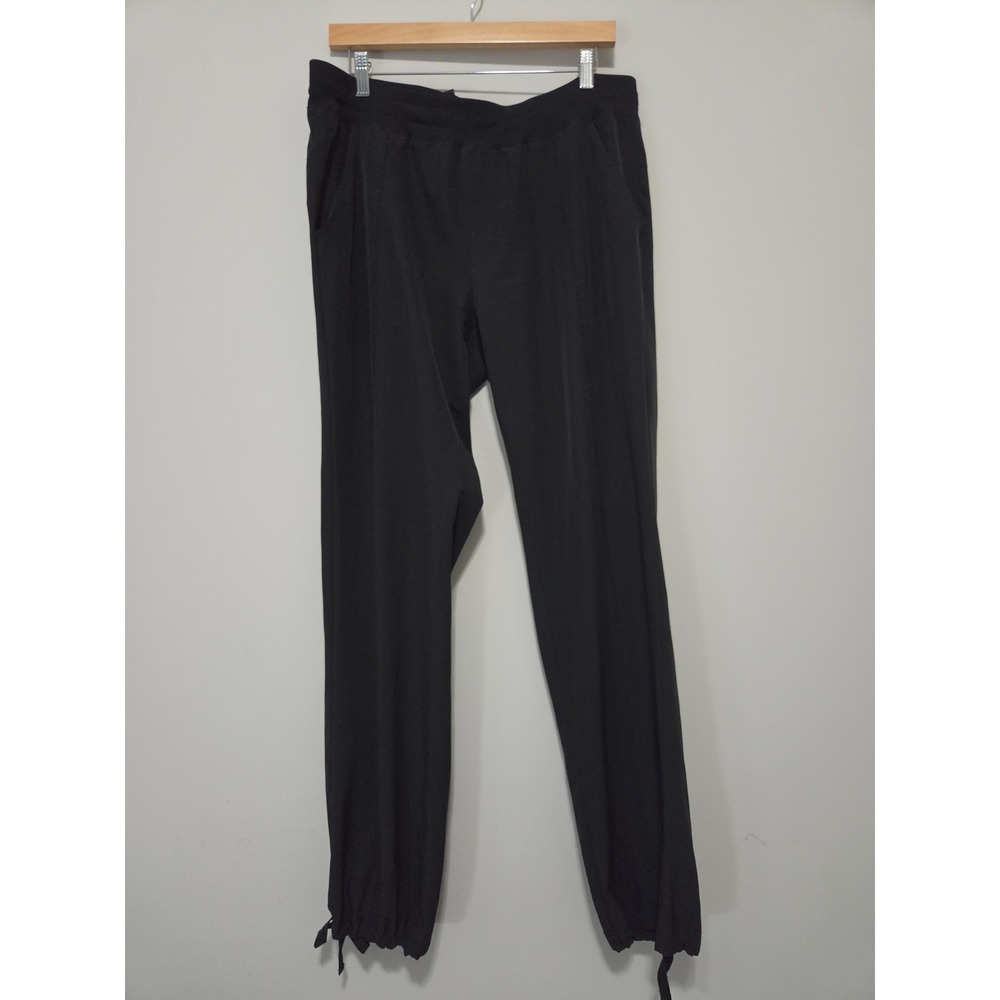BCG Womens Black Activewear Jogger Pants Size L Elastic Waist Tie Bottom Hem